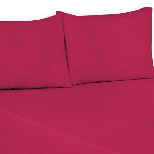 (Fuchsia, King) 100% Polycotton Flat Bed Sheets Percale Super Quality Comfortable & Soft Colourful Collection in All Sizes