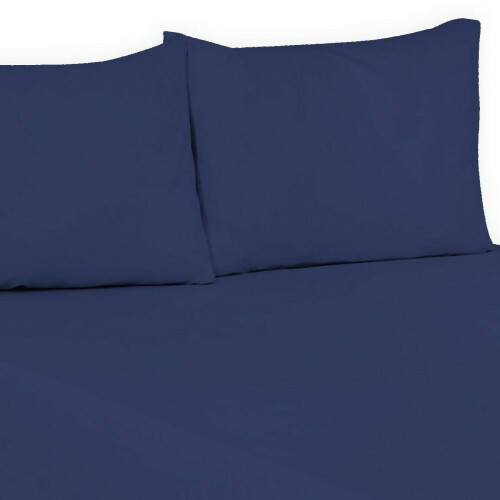 (Navy Blue, Double) 100% Polycotton Flat Bed Sheets Percale Super Quality Comfortable & Soft Colourful Collection in All Sizes