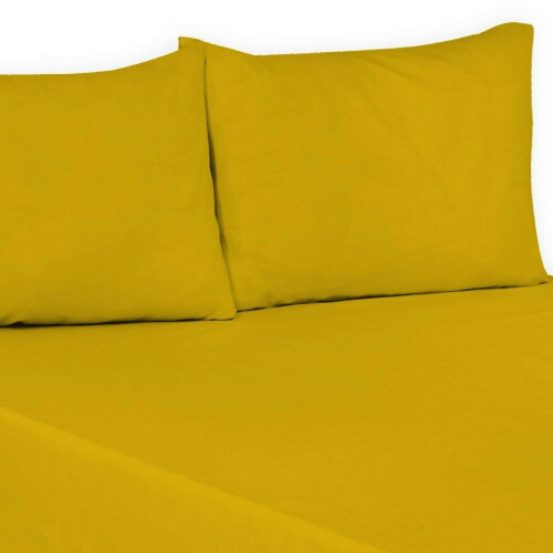 (Mustard, Single) 100% Polycotton Flat Bed Sheets Percale Super Quality Comfortable & Soft Colourful Collection in All Sizes