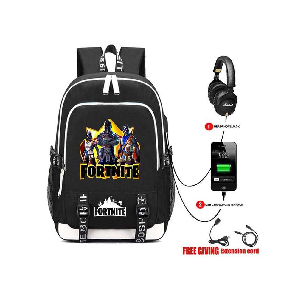 (S) Fortnite Backpack USB School Bag Royale Ninja