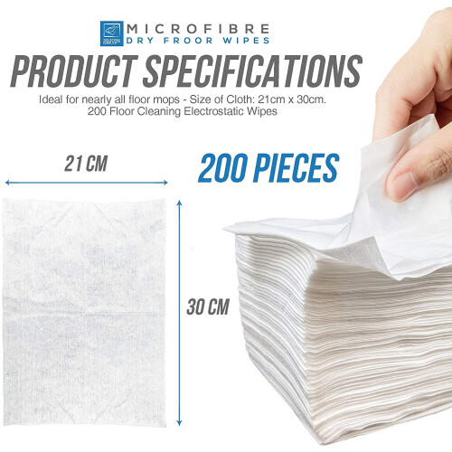 Disposable Microfiber Electrostatic Dry Floor Cloths for Mops Pack of 200 2