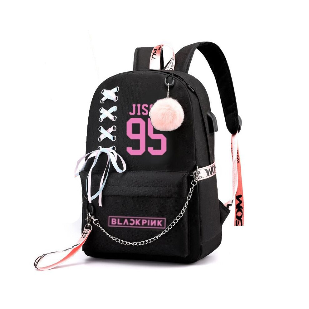 (Jisoo) KPOP BlackPink Girl's Backpack USB Laptop Bags