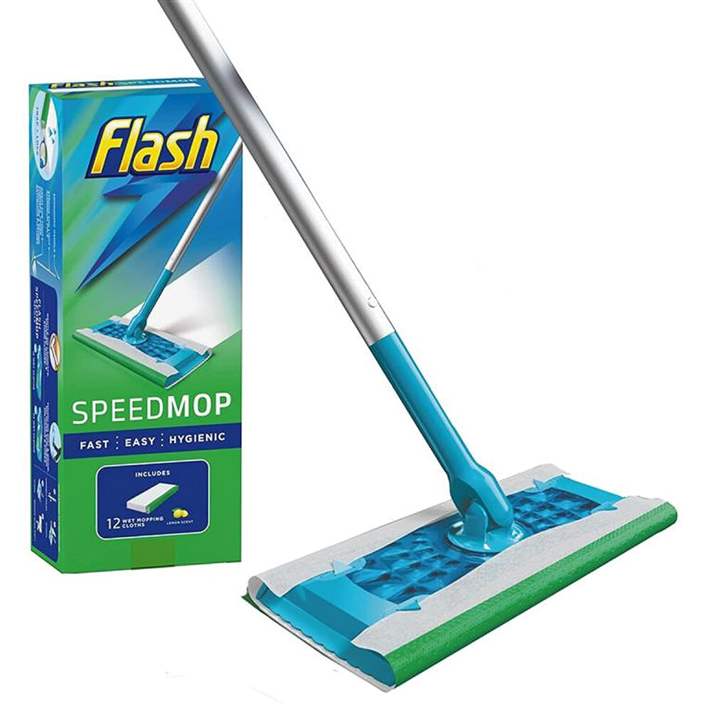 Flash Speedmop Starter Kit, Mop + 12 Absorbing Refill Pads, Fresh