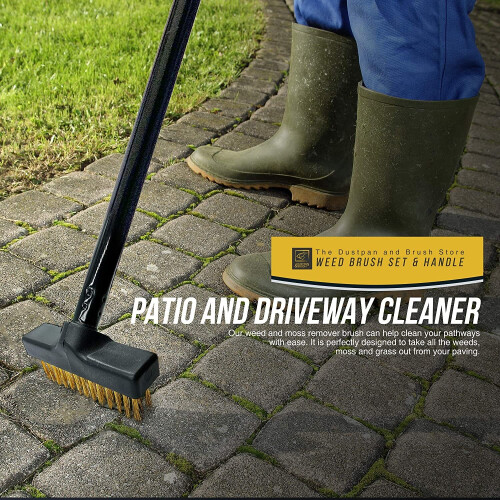 Patio Weed Remover Tool, Twin Pack Long Handle Weed Brush Set 1