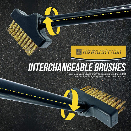 Patio Weed Remover Tool, Twin Pack Long Handle Weed Brush Set 2
