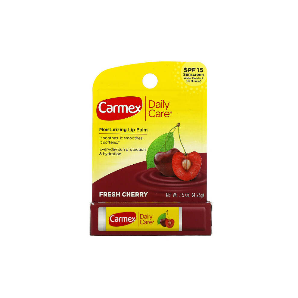 Carmex, Daily Care, Moisturizing Lip Balm, Fresh Cherry, SPF 15, 4.25g