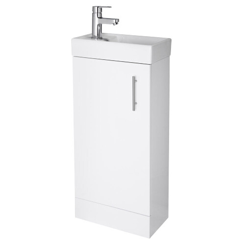 Compact Cloakroom Bathroom 400mm Vanity Unit with Ceramic Basin/Sink