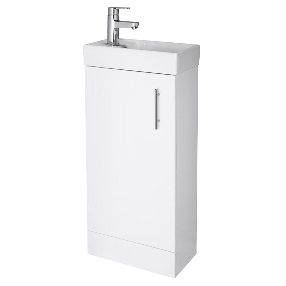 Fnx Bathrooms Compact Cloakroom Bathroom 400Mm Vanity Unit With Ceramic Basin/Sink White