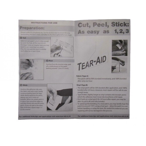 Tear Aid 6 x 3 Type A Fabric, Rubber, Canvas Repair Patch Kit 1
