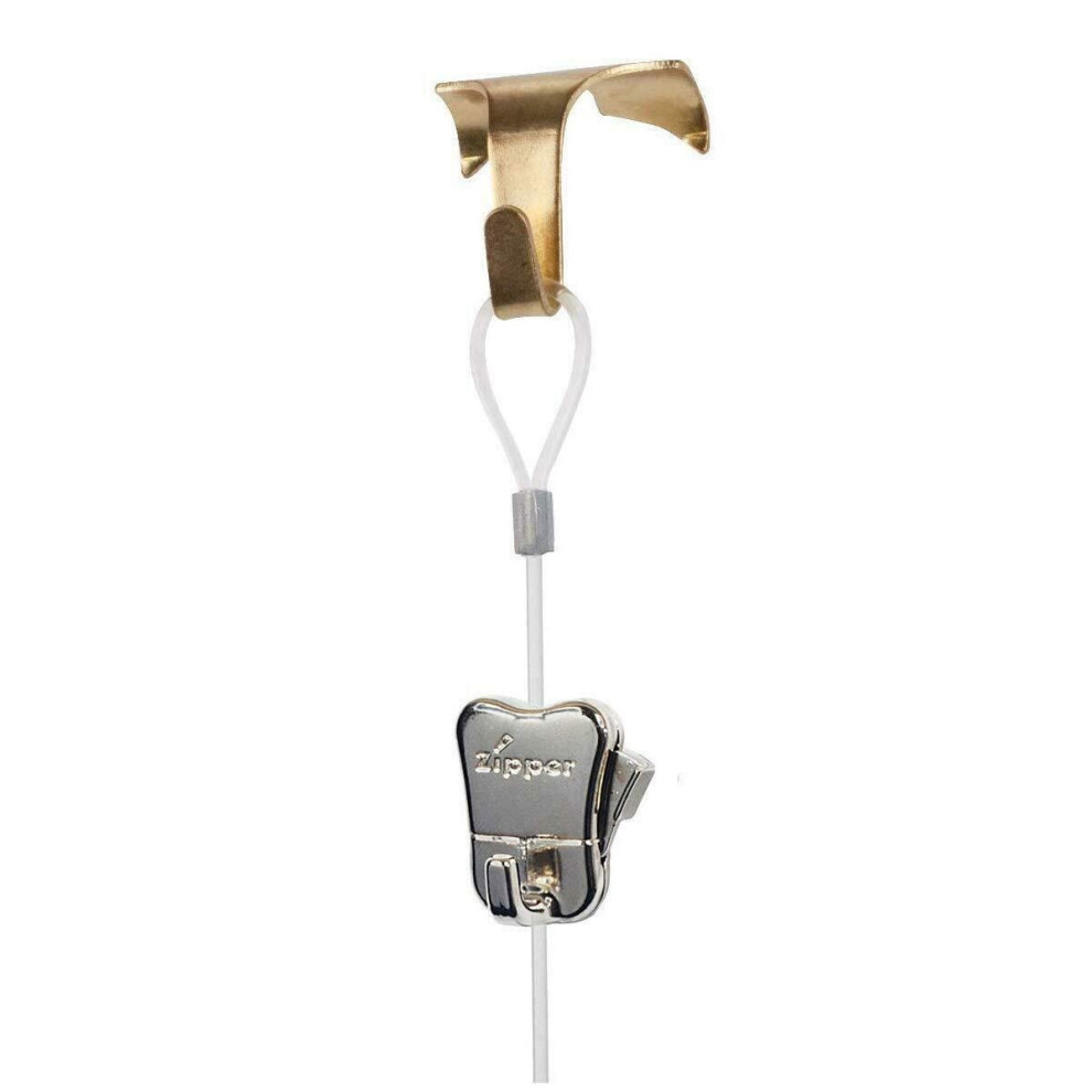 (8) Stas Moulding Hook Brass, Zipper & Perlon Cord Picture Hanging 795152725436