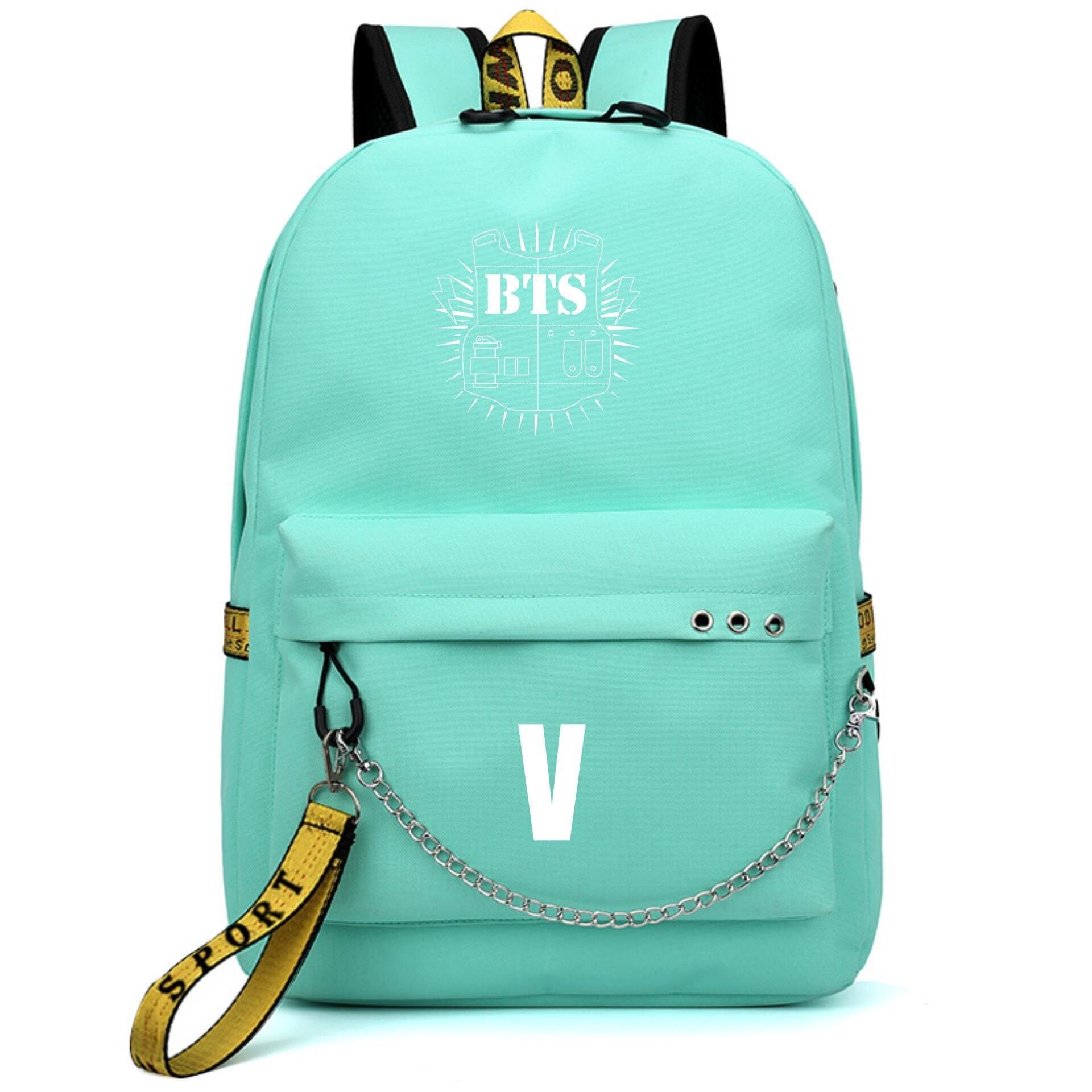 (#33 Green V) Bangtan Boys BTS Backpack USB Rucksack Travel Bags on OnBuy