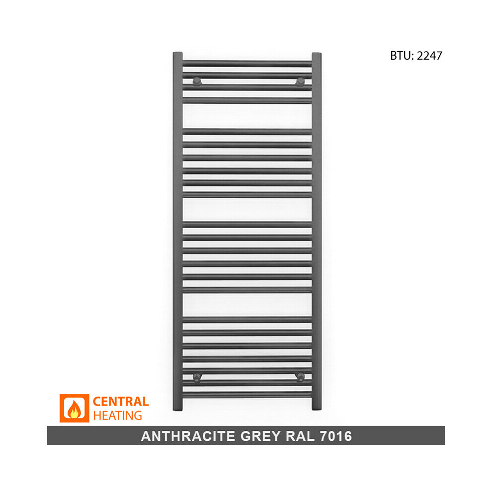 (600 X 1200Mm High (Btu: 2247)) Anthracite Bathroom Heated Towel Rail Radiators 7427268759786
