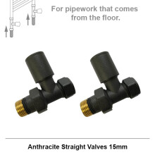 (Anthracite Straight Valves) Anthracite Bathroom Heated Towel Rail Radiators