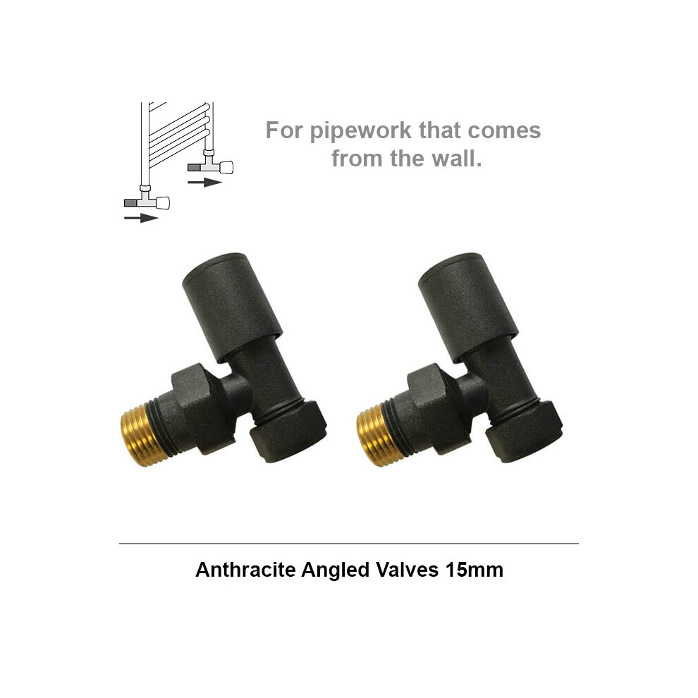 (Anthracite Angled Valves) Anthracite Bathroom Heated Towel Rail Radiators 7427268759861