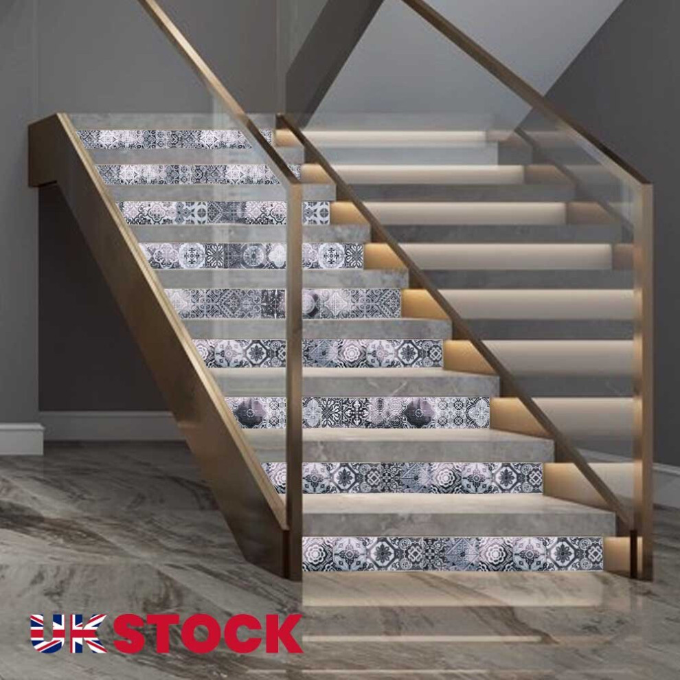 13Pcs Staircase Stickers Stair Riser Mural Vinyl Wall Tiles Decals