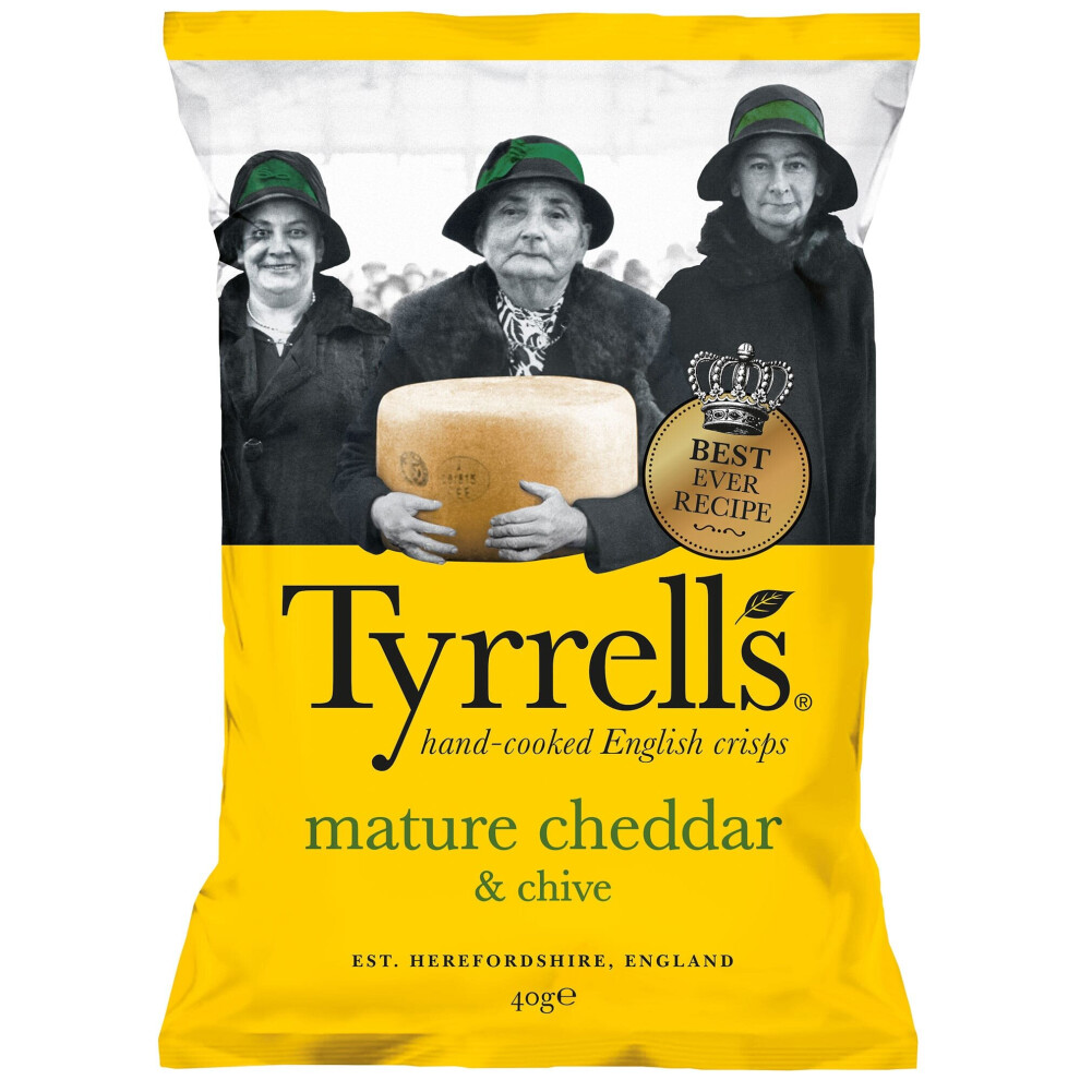 Tyrrells Mature Cheddar & Chive Crisps - 24X40g