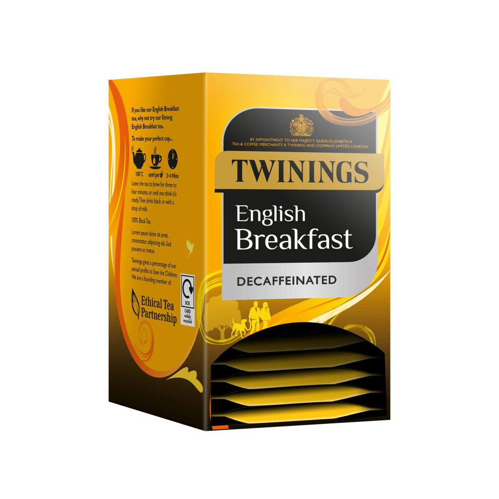 Twinings Decaff English Breakfast Enveloped Tea Bags - 4X20 Light