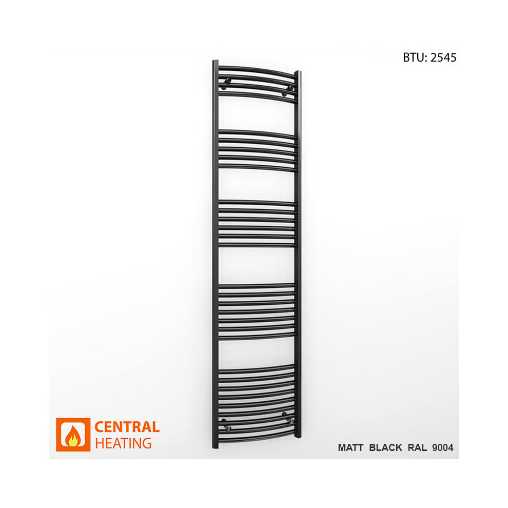 (400 X 1800Mm High (Btu: 2545)) Curved Black Bathroom Towel Rail Radiator 7427268759960