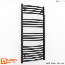 (450 x 1000mm High (BTU: 1571)) Curved Black Bathroom Towel Rail Radiator