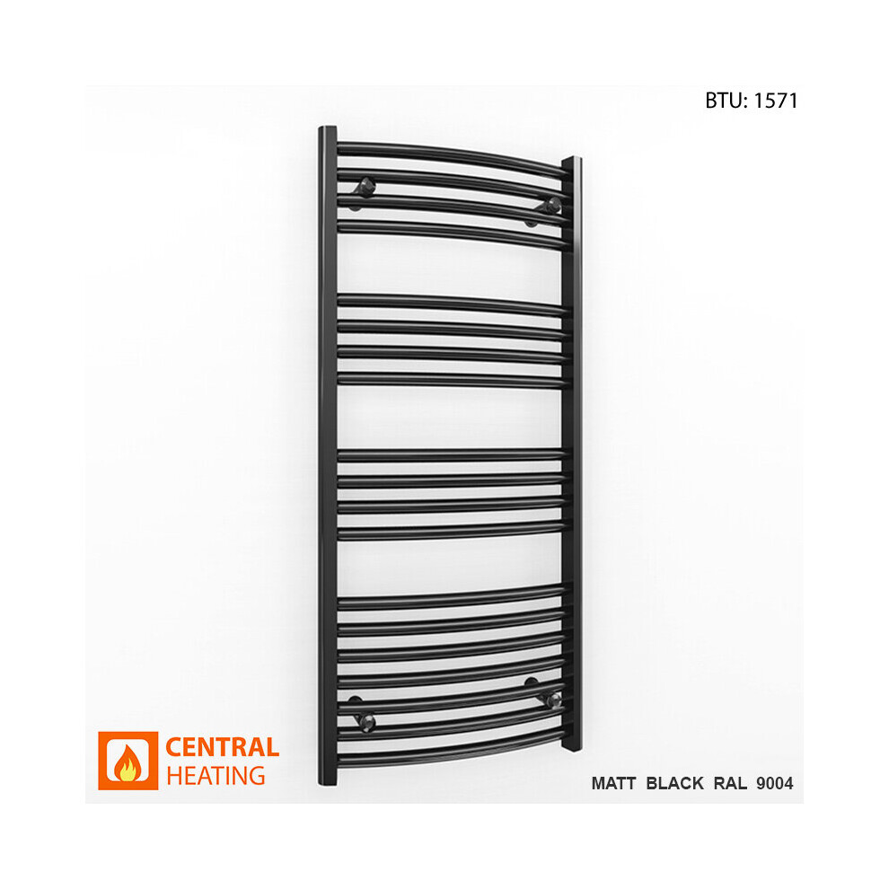 (450 X 1000Mm High (Btu: 1571)) Curved Black Bathroom Towel Rail Radiator 7427268760010