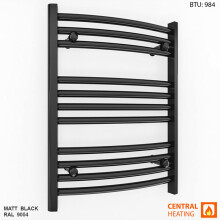 (500 x 600mm High (BTU: 984)) Curved Black Bathroom Towel Rail Radiator