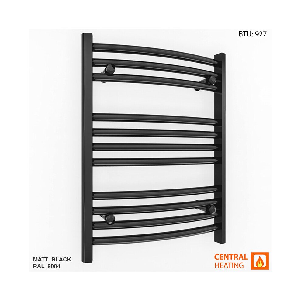 (450 X 600Mm High (Btu: 927)) Curved Black Bathroom Towel Rail Radiator 7427268759977