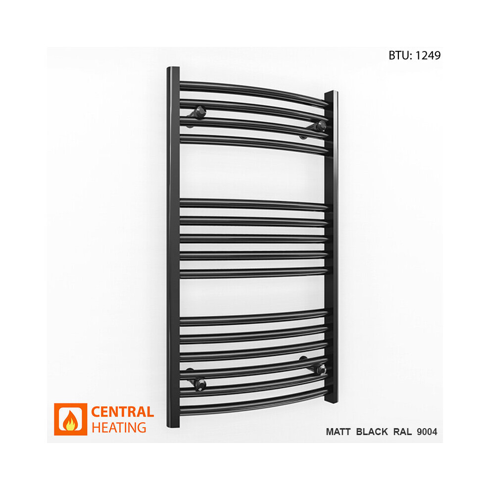 (450 X 800Mm High (Btu: 1249)) Curved Black Bathroom Towel Rail Radiator 7427268759991