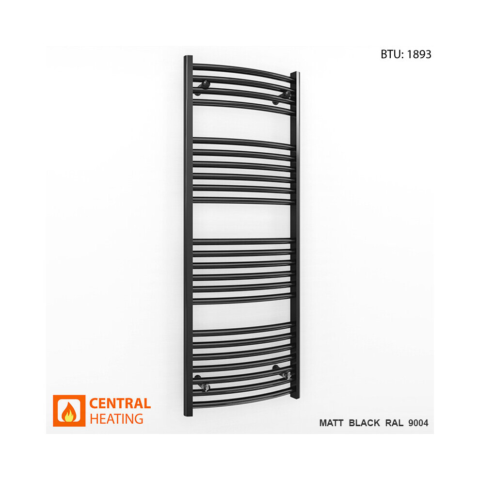 (450 X 1200Mm High (Btu: 1893)) Curved Black Bathroom Towel Rail Radiator 7427268760027