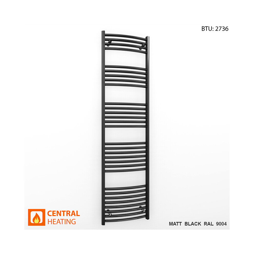 (500 X 1700Mm High (Btu: 2736)) Curved Black Bathroom Towel Rail Radiator 7427268760157