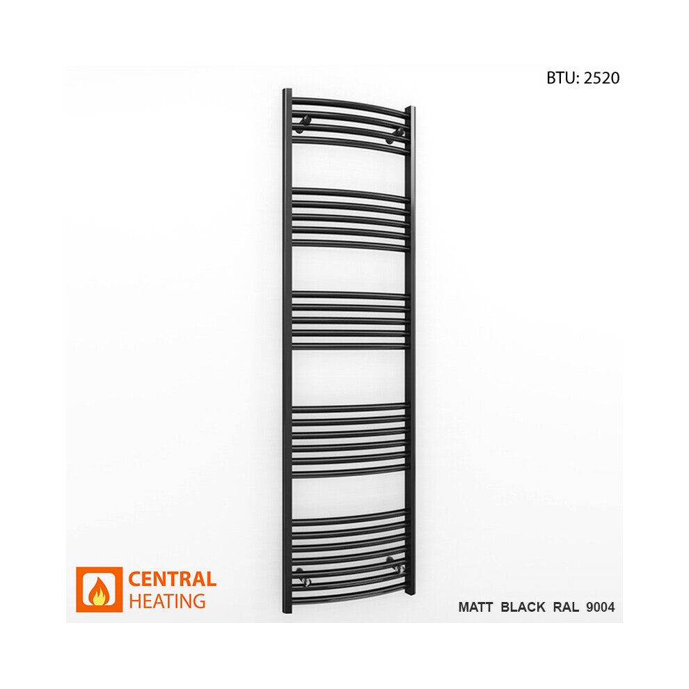 (500 X 1600Mm High (Btu: 2520)) Curved Black Bathroom Towel Rail Radiator 7427268760140