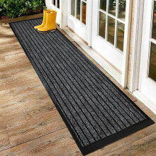 (Grey, 80 x 150 cm) Non Slip Rubber Backed Runner Door Floor Mat Rug