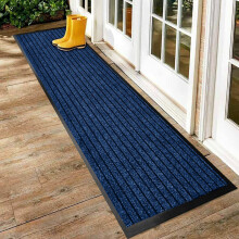 (Blue, 80 x 300 cm) Non Slip Rubber Backed Runner Door Floor Mat Rug
