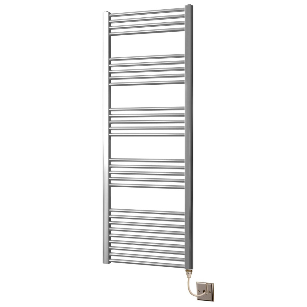 Greened House 400mm wide x 800mm high Chrome Flat Electric Heated Towel Rail Designer Straight Towel radiator