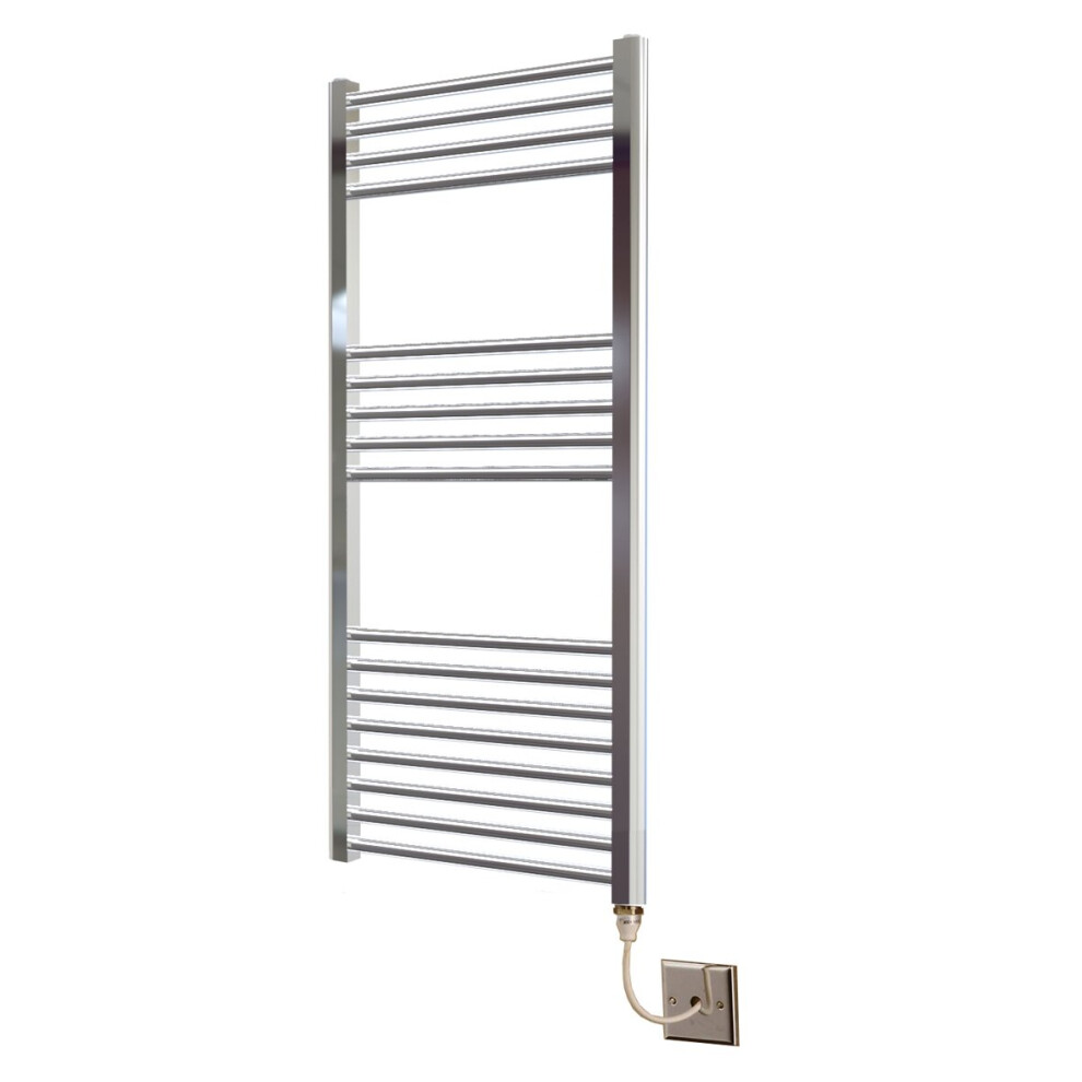 Greened House 400mm wide x 1000mm high Chrome Flat Electric Heated Towel Rail Designer Straight Towel radiator