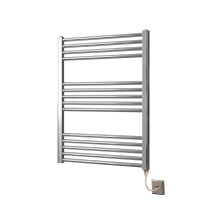 Greened House 600mm wide x 800mm high Chrome Flat Electric Heated Towel Rail Designer Straight Towel radiator