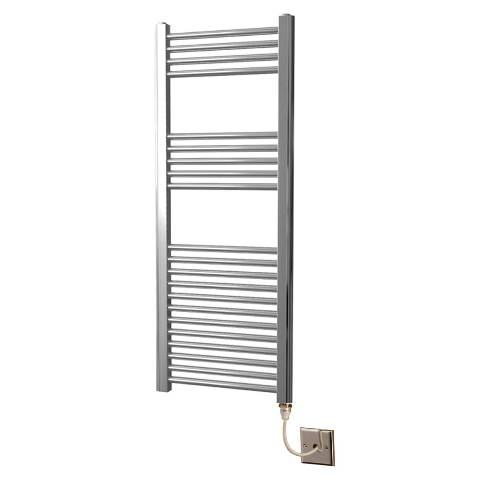 Greened House 600mm wide x 1200mm Chrome Flat Electric Heated Towel Rail high Designer Straight Towel radiator