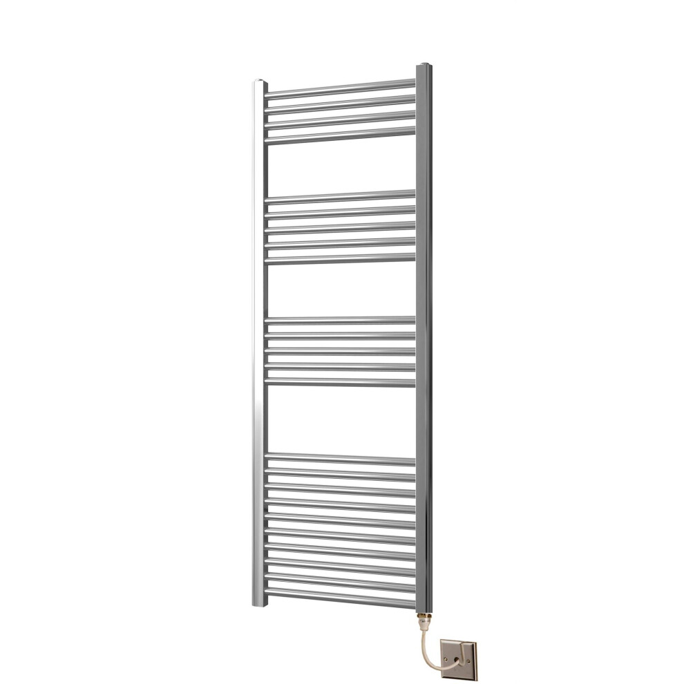 Greened House 500mm wide x 1400mm high Chrome Curved Electric Heated Towel Rail Designer Towel radiator