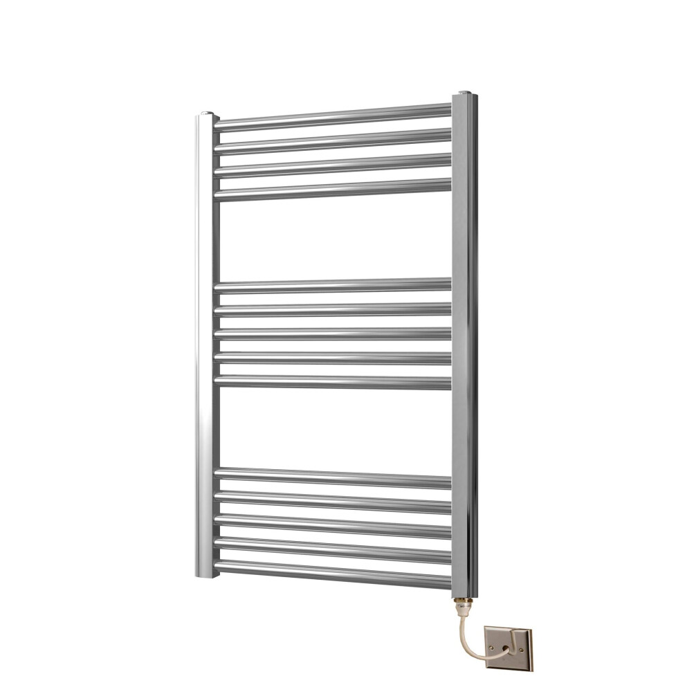 Greened House 500mm wide x 800mm high Chrome Flat Electric Heated Towel Rail Designer Straight Towel radiator