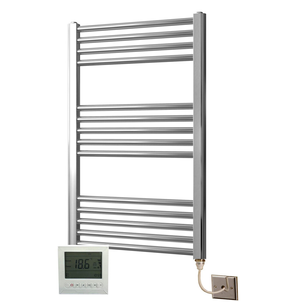 Greened House Electric Chrome 500W X 800H Curved Towel Rail + Timer And Room Thermostat Bathroom Towel Rails 718598032272