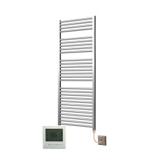 Extra High Heat Output Chrome Electric Towel Rail 600 x 1500mm + TIMER / ROOM THERMOSTAT Flat Bathroom Radiator Heater