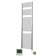Extra High Heat Output Chrome Electric Towel Rail 500 x 1800mm + TIMER / ROOM THERMOSTAT Curved Bathroom Radiator Heater