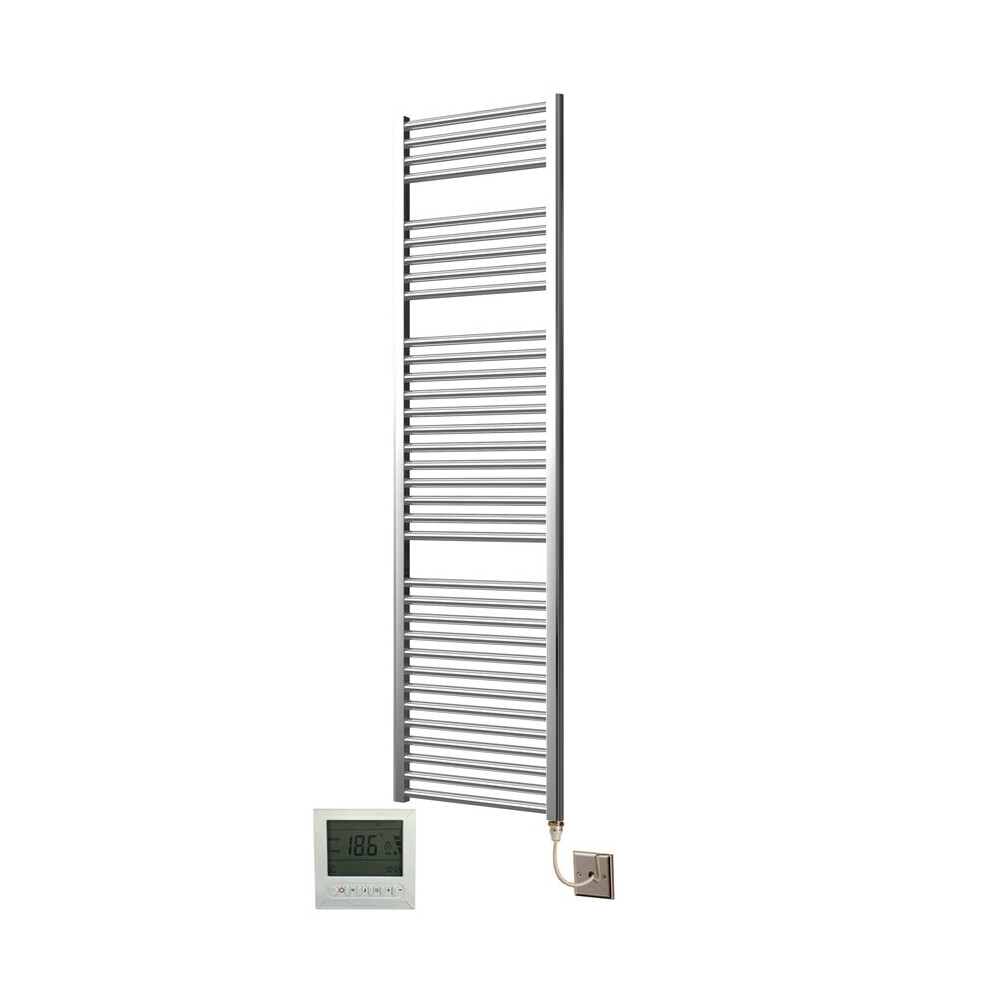 Extra High Heat Output Chrome Electric Towel Rail 500 X 1800Mm + Timer / Room Thermostat Curved Bathroom Radiator Heater 718598034887
