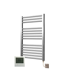 Extra High Heat Output Chrome Electric Towel Rail 500 x 800mm + TIMER / ROOM THERMOSTAT Flat Bathroom Radiator Heater