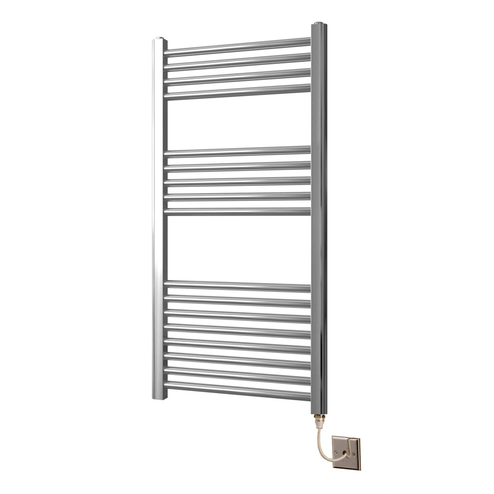 Greened House 500mm wide x 800mm high Chrome Flat Electric Heated Towel Rail Designer Straight Towel radiator