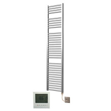 Extra High Heat Output Chrome Electric Towel Rail 400 x 1800mm + TIMER / ROOM THERMOSTAT Flat Bathroom Radiator Heater