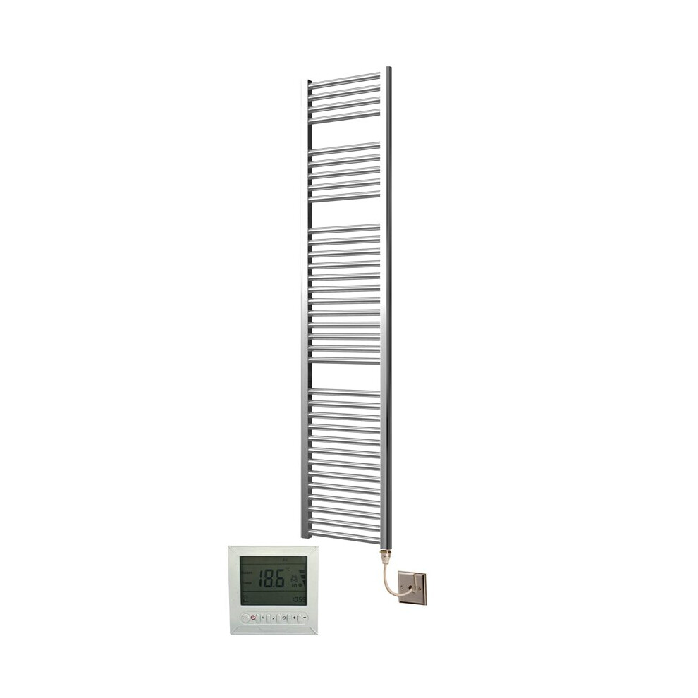 Extra High Heat Output Chrome Electric Towel Rail 400 X 1800Mm + Timer / Room Thermostat Flat Bathroom Radiator Heater 718598034740
