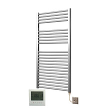 Extra High Heat Output Chrome Electric Towel Rail 600 x 1200mm + TIMER / ROOM THERMOSTAT Flat Bathroom Radiator Heater