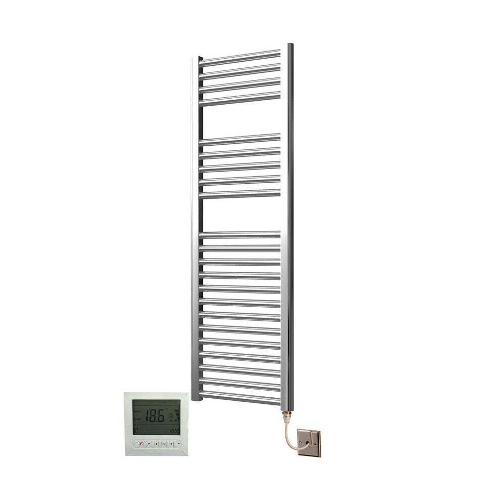 Extra High Heat Output Chrome Electric Towel Rail 400 X 1200Mm + Timer / Room Thermostat Flat Bathroom Radiator Heater 718598034733