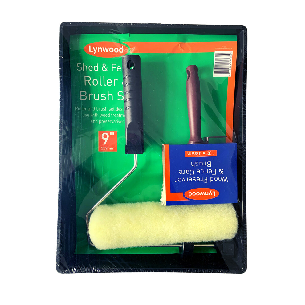 Shed & Fence Wood Decking 3 Piece Paint Roller Set with Tray & Brush