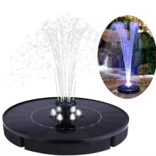 18CM Solar Floating Fountain Pump with 6 White LED Lights, Battery Backup & Night Mode - Auto Water Level Sensor for Pond, Pool, Garden